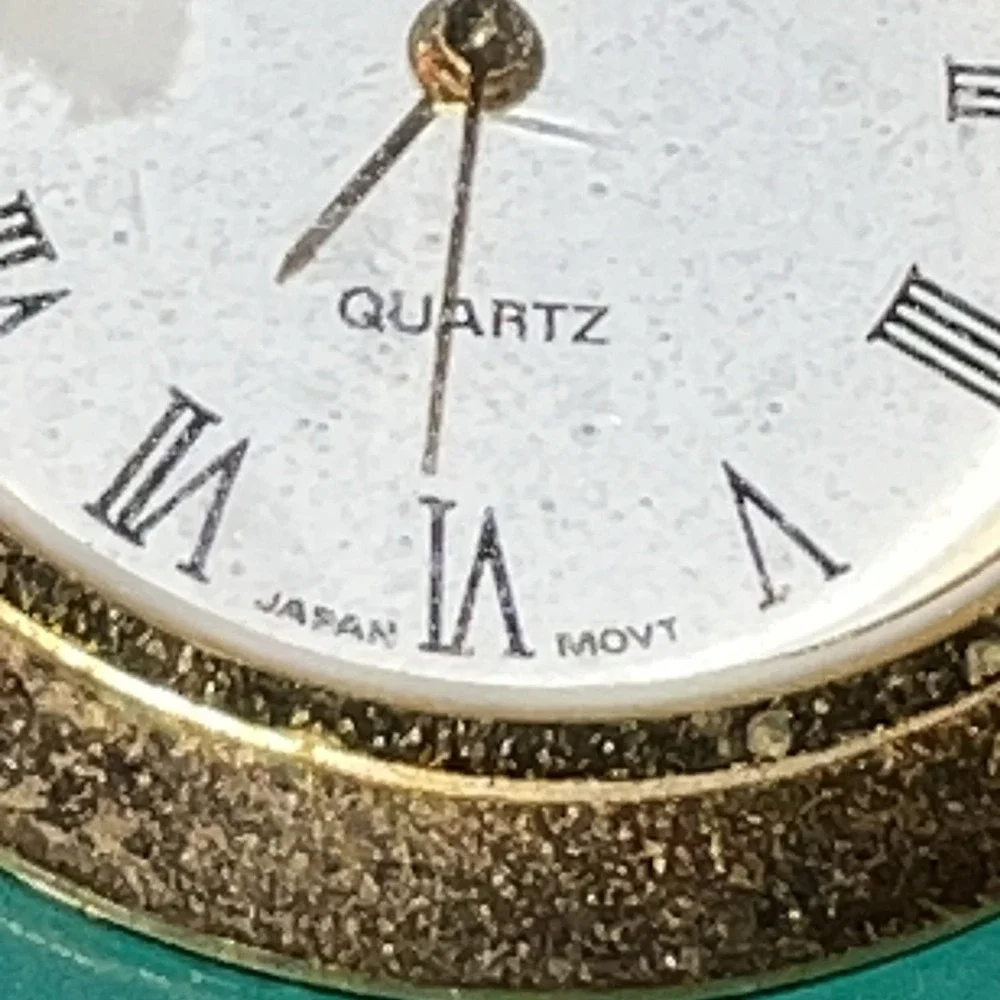 Rare Vtg Avon Emerald Green Gold Porcelain Footed Egg Clock Quartz Japan Movt